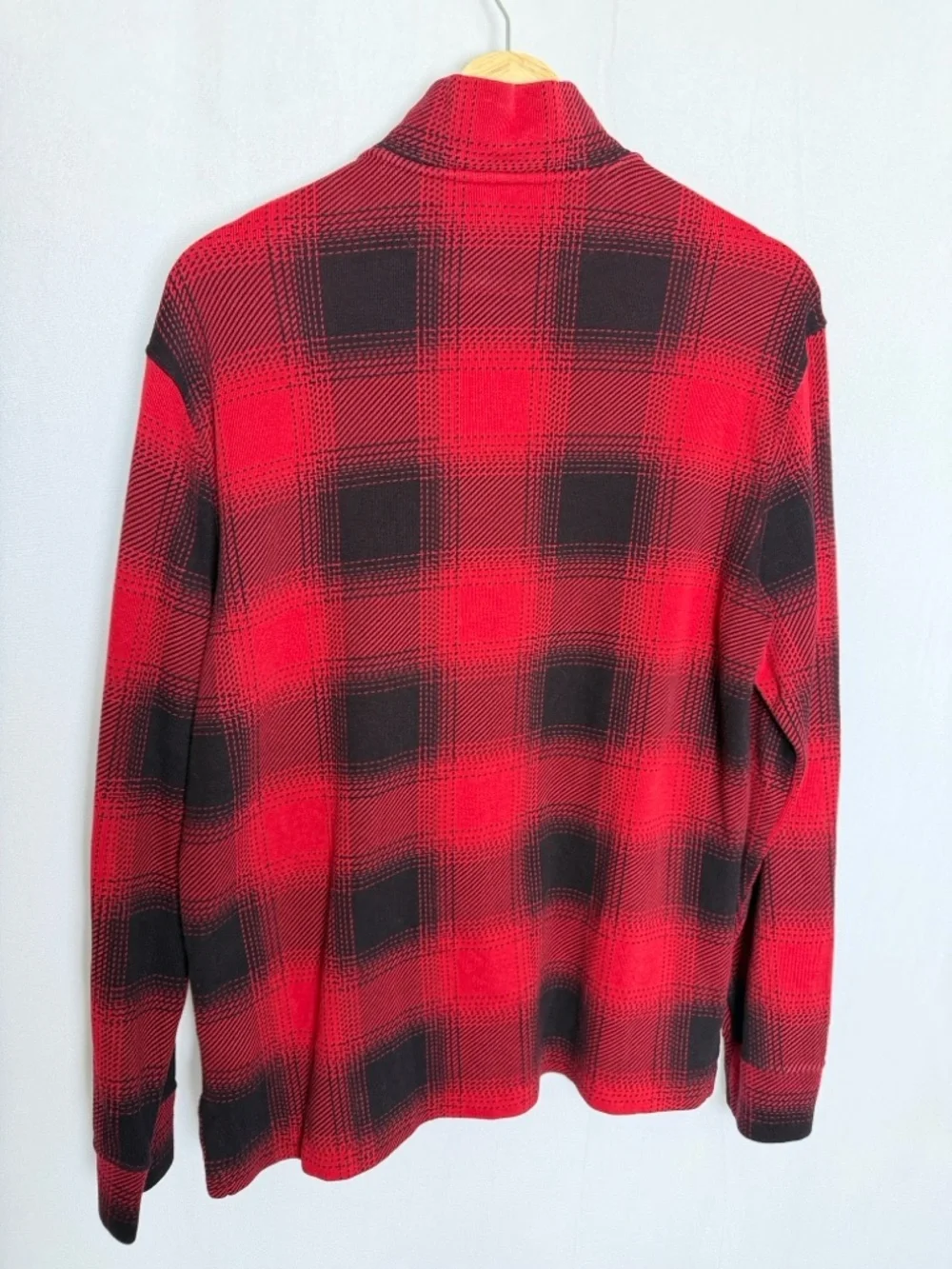 Polo Ralph Lauren Tartan Plaid Red Black Plaid Quarter-Zip Sweater Size S Preppy